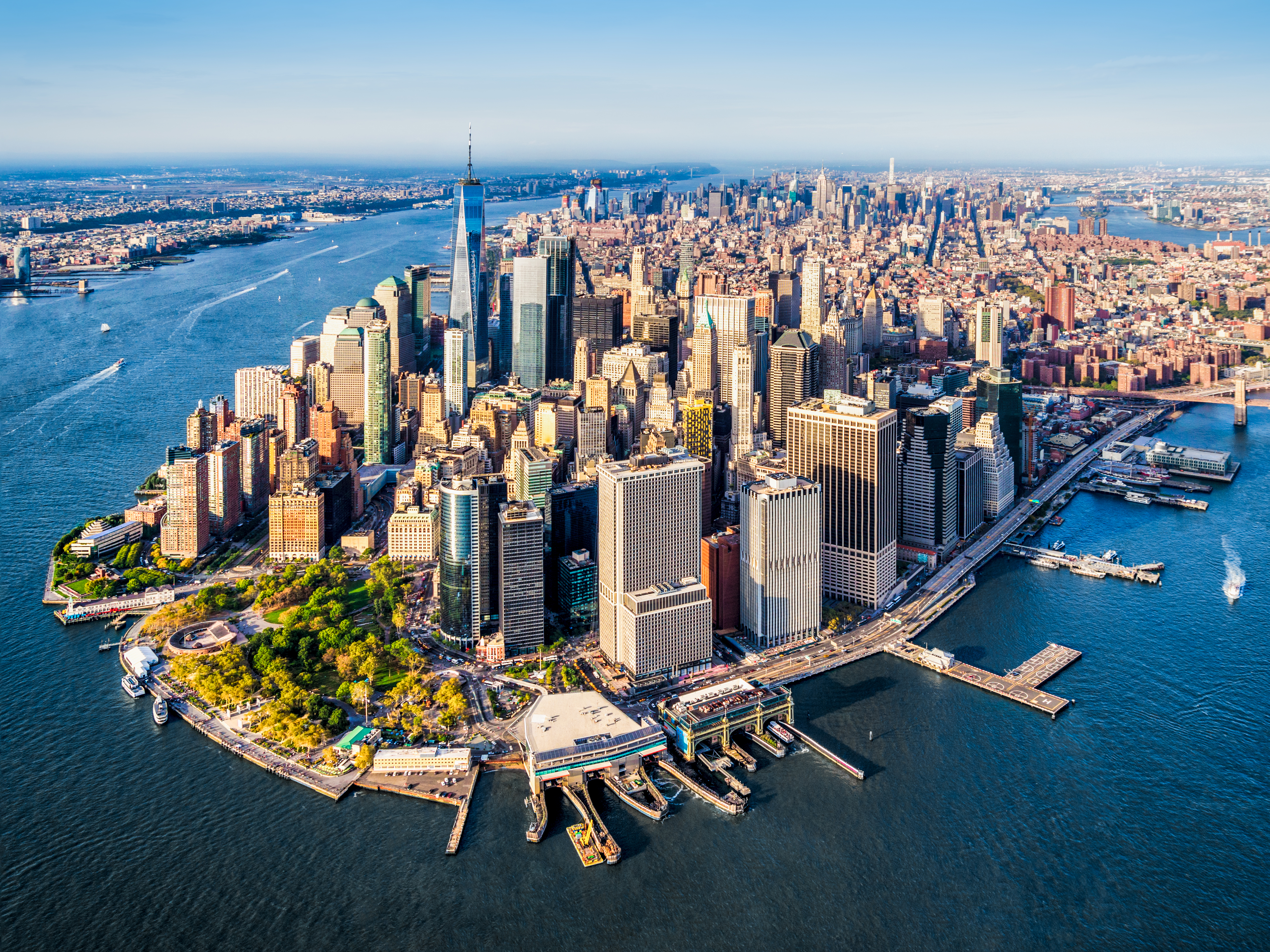 Aerial view of lower Manhattan New York